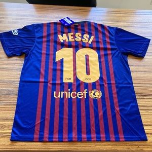 NEW FC Barcelona Home Jersey Men's Soccer Size L Messi Blue/Red NWT UNICEF